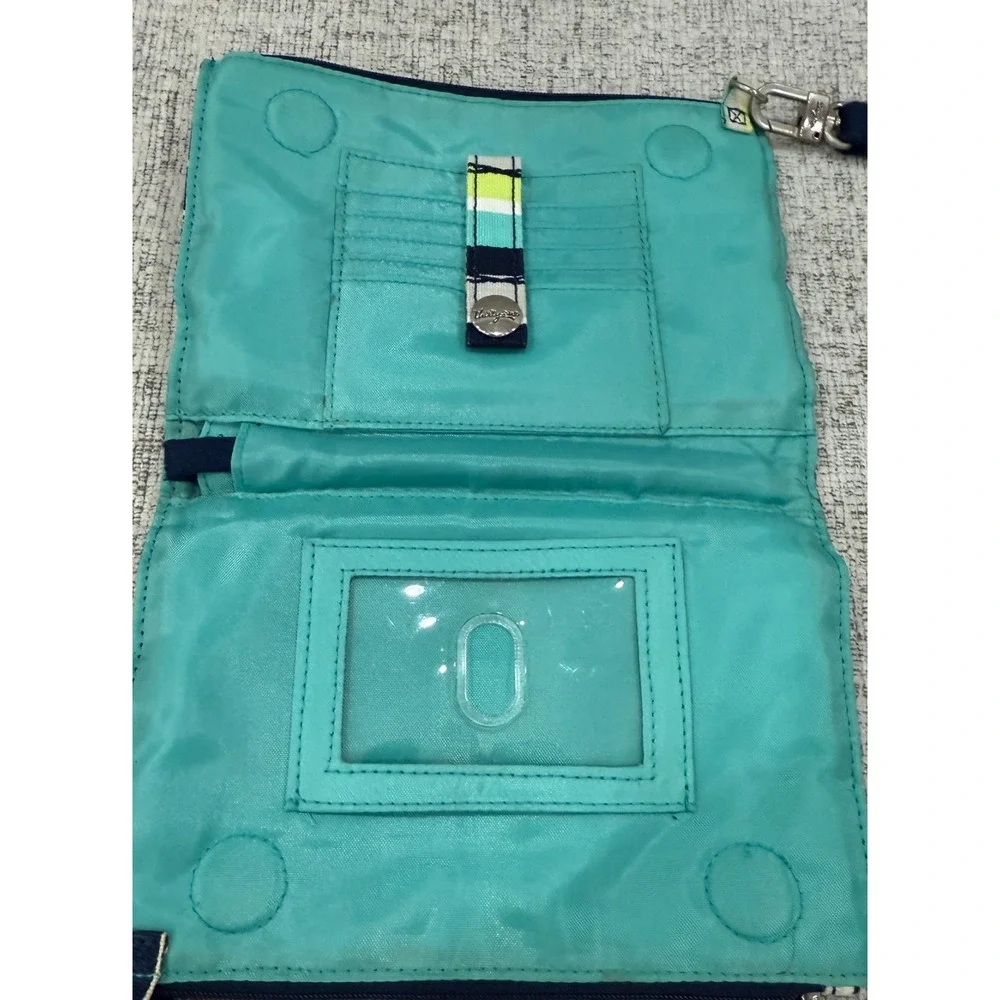 31 Thirty One Sea Stripe Green & Black Stripe Cross Town Crossbody Purse